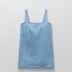 BRAND NEW Zara denim square neckline dress